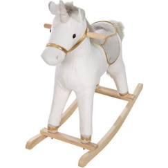 Jouet-Premier âge-Licorne à Bascule Rembourrée pour Enfants de 2 à 6 Ans - ROBA - Blanc/Gris