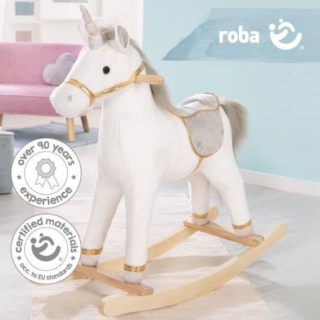 Licorne à Bascule Rembourrée pour Enfants de 2 à 6 Ans - ROBA - Blanc/Gris BLANC 3 - vertbaudet enfant 