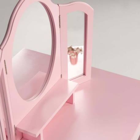 ROBA Coiffeuse Enfant avec 3 Miroirs et Tabouret - Rose ROSE 3 - vertbaudet enfant 