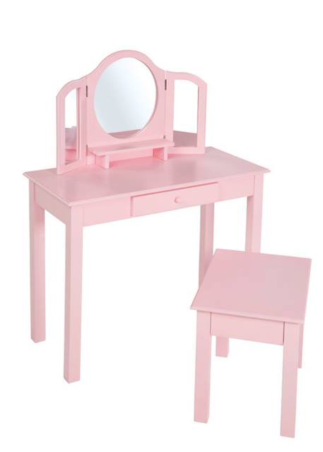 ROBA Coiffeuse Enfant avec 3 Miroirs et Tabouret - Rose ROSE 5 - vertbaudet enfant 