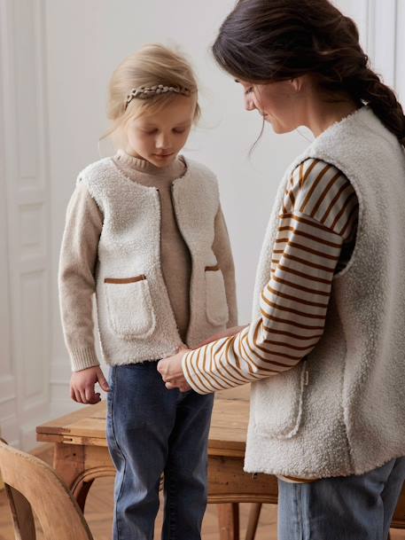 Gilet sans manches réversible enfant capsule famille écru 1 - vertbaudet enfant 