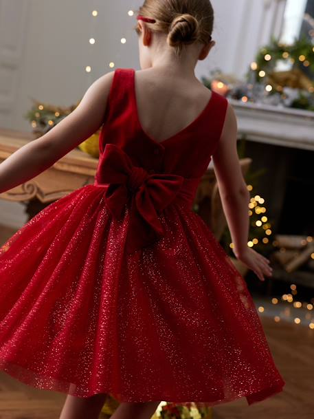 Robe de Noël en velours et tulle brillant fille rouge 9 - vertbaudet enfant 