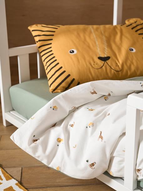 Housse de couette bébé MON PETIT LION ivoire imprimé / vert 6 - vertbaudet enfant 