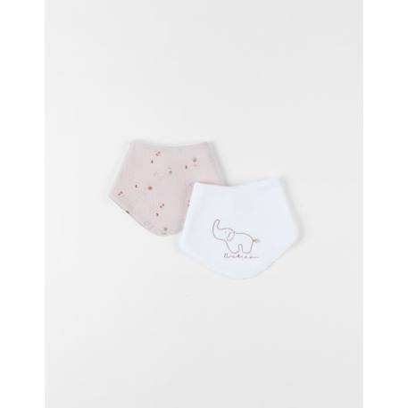 Ensemble 2 bavoirs éponge & mousseline - beige BEIGE 1 - vertbaudet enfant 