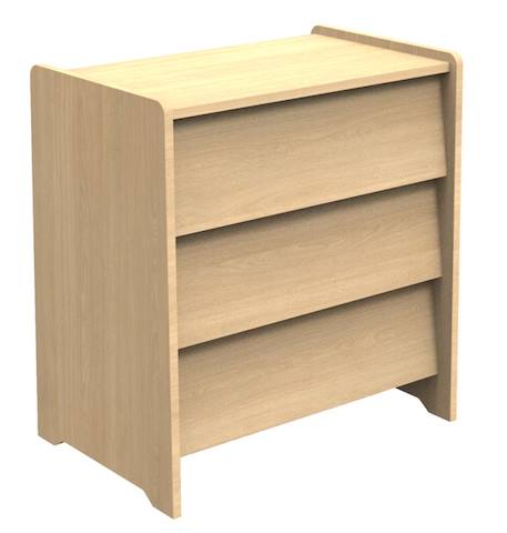 Commode 3 tiroirs façades inclinées en bois décor chêne miel - Cannelle MARRON 3 - vertbaudet enfant 