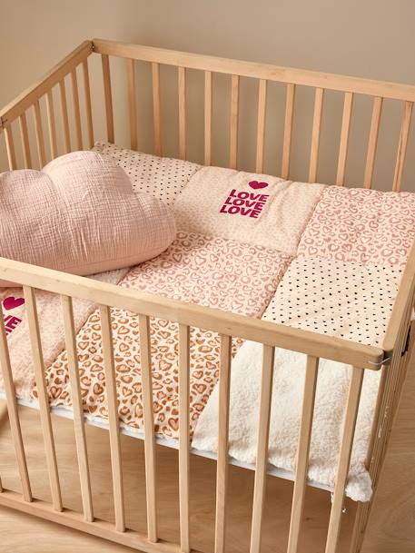 Tapis de sol / Fond de parc patchwork coton et sherpa LOVELY LÉO rose imprimé 10 - vertbaudet enfant 