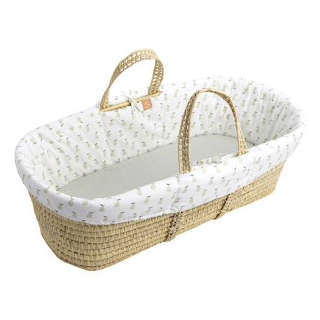 Couffin bébé en fibres naturelles avec habillage tissu BLANC 1 - vertbaudet enfant 