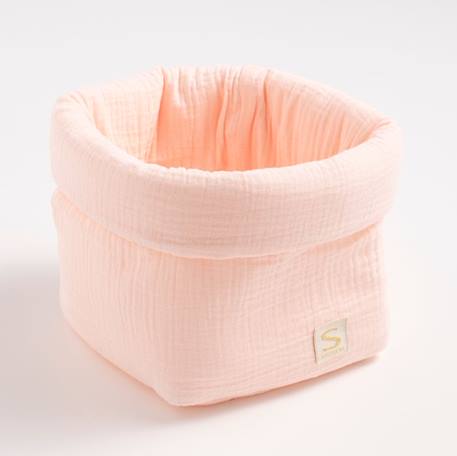 Panière de rangement en double gaze de coton ROSE 1 - vertbaudet enfant 