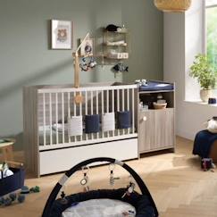 Lit bébé combiné - 120x60cm - Evolutif en 90x190cm - Babyprice Up - Chêne - Avec commode à langer 1 porte  - vertbaudet enfant