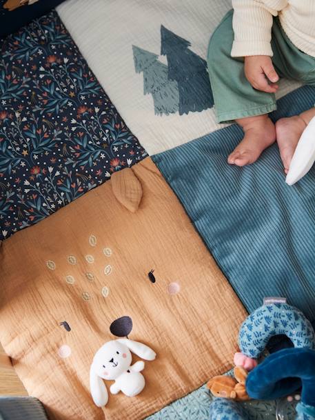 Tapis de sol / fond de parc patchwork coton et velours BROCÉLIANDE vert imprimé 6 - vertbaudet enfant 