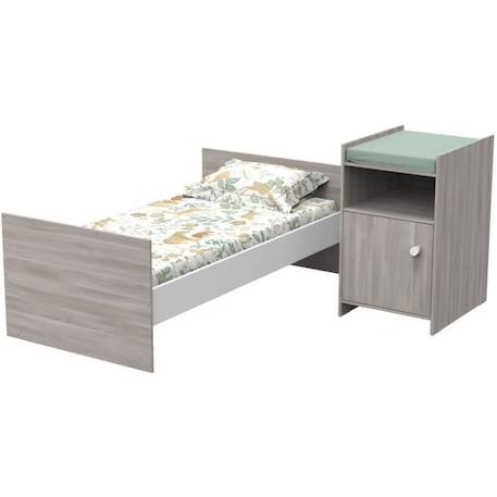 Lit bébé combiné - 120x60cm - Evolutif en 90x190cm - Babyprice Up - Chêne - Avec commode à langer 1 porte BEIGE 2 - vertbaudet enfant 