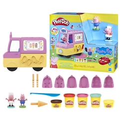 Jouet-Activités artistiques et musicales-Loisirs créatifs-Play-Doh Peppa et le camion de glaces, figurines Peppa et George, 5 pots de pâte à modeler atoxique, dès 3 ans