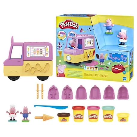 Play-Doh Peppa et le camion de glaces, figurines Peppa et George, 5 pots de pâte à modeler atoxique, dès 3 ans ROSE 1 - vertbaudet enfant 