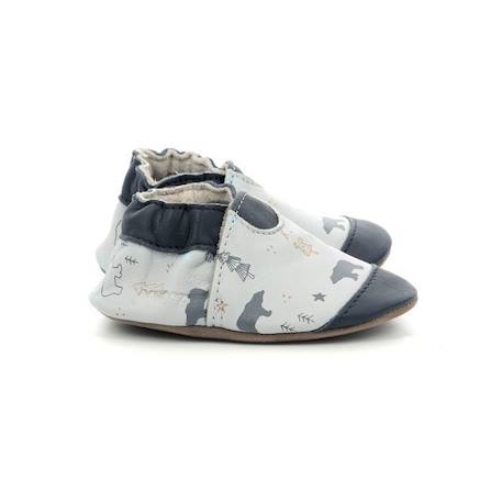 ROBEEZ Chaussons Wintering Bear gris BLEU+GRIS 3 - vertbaudet enfant 