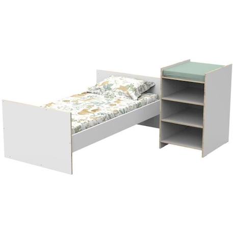 Lit bébé combiné - 120x60cm - Evolutif en 90x190cm - Babyprice First - En bois et chant bois BLANC 2 - vertbaudet enfant 