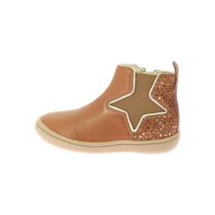 Basket Montante Cuir Kickers Kick Popstar - Camel Etoiles - KICKERS - Enfant - Scratch - Plat  - vertbaudet enfant