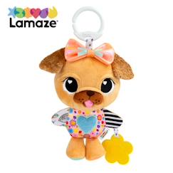 Jouet-Premier âge-Doudous et jouets en tissu-Lamaze Lovey Le Chien - Peluche d'éveil sensoriel pour bébé de 0 à 6 mois à clipser pour l'emmener partout