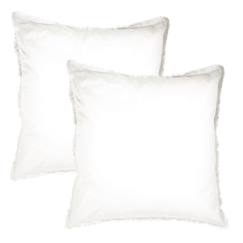 Linge de maison et décoration-Linge de lit enfant-Taie d'oreiller-Set de 2 taies d’oreiller unies à franges - MATT & ROSE - COTON LAVÉ - Blanc - 50x70 cm