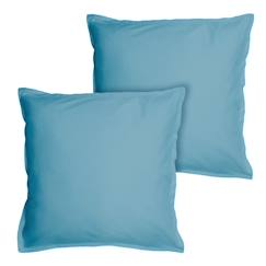 Linge de maison et décoration-Linge de lit enfant-Set de 2 taies d’oreiller unies - MATT & ROSE - COTON LAVÉ - Bleu glacier - 50x70 cm