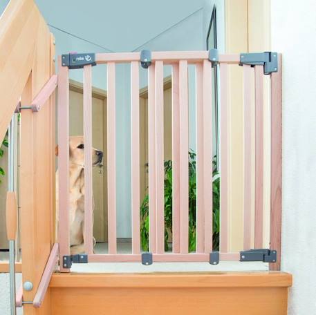 Barrière de Sécurité Bébé pour Escalier Safety Up - ROBA - Largeur de 93.5 à 120.5 cm - Bois Naturel MARRON 2 - vertbaudet enfant 