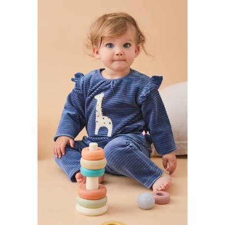 Pyjama en velours côtelé girafe -bleu BLEU 2 - vertbaudet enfant 