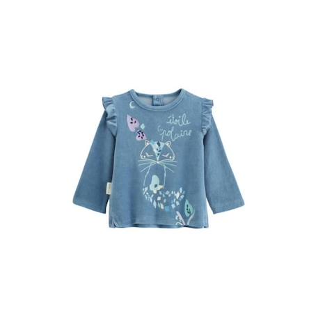 Pyjama bébé en velours Polarmoon - PETIT BEGUIN - Fille - Bleu BLEU+VERT 2 - vertbaudet enfant 