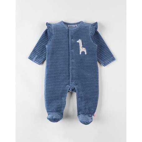 Pyjama en velours côtelé girafe -bleu BLEU 1 - vertbaudet enfant 