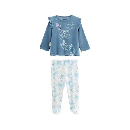 Pyjama bébé en velours Polarmoon - PETIT BEGUIN - Fille - Bleu BLEU+VERT 1 - vertbaudet enfant 