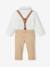 Ensemble 4 pièces bébé chemise + noeud papillon + pantalon + bretelles beige 6 - vertbaudet enfant 