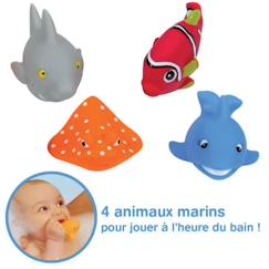 Jouet-Jouets de bain LUDI - Animaux marins en plastique pour bébé - 4 poissons arroseurs rigolos - Dès 10 mois