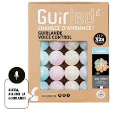 Guirlande lumineuse boules coton - GUIRLE - GUIRLED - 4 couleurs - Commande vocale Google & Alexa  - vertbaudet enfant