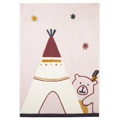 -Tapis de chambre enfant - BABY PRICE - Tipi 130x90cm - Tufté main - Acrylique beige