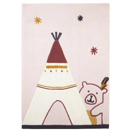 Tapis de chambre enfant - BABY PRICE - Tipi 130x90cm - Tufté main - Acrylique beige MULTICOLORE 1 - vertbaudet enfant 