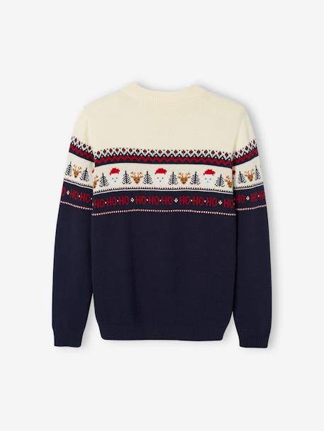 Pull jacquard de Noël adulte capsule famille marine+rouge 2 - vertbaudet enfant 