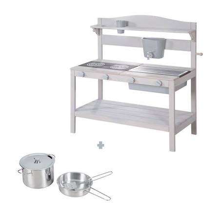 ROBA Jeu Cuisine Enfant Extérieure - Jouets d'Imitation avec Accessoires et Fonctionnalités Ludiques - Bois Massif Gris GRIS 1 - vertbaudet enfant 