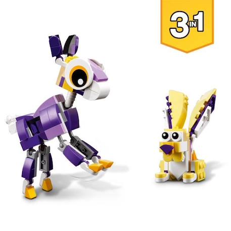 LEGO® 31125 Creator 3 en 1 Fabuleuses Créatures De La Forêt, Du Lapin à la Chouette en Passant par l'Écureuil, Figurines d'Animaux VIOLET 4 - vertbaudet enfant 