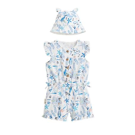 Combishort bébé + chapeau en gaze de coton Océan d'amour BLANC 1 - vertbaudet enfant 