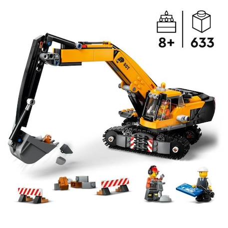 LEGO® City 60420 La pelleteuse de chantier jaune, jouet pour enfant à partir de 8 ans JAUNE 2 - vertbaudet enfant 