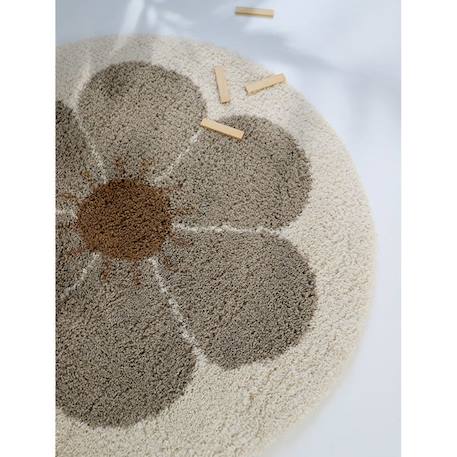 Tapis chambre enfant rond BOHEMIAN DAISY TAUPE GRIS 2 - vertbaudet enfant 