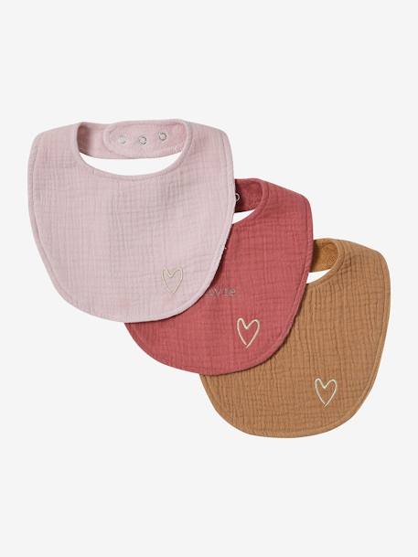 Lot de 3 bavoirs naissance en gaze de coton lot bleu+lot rose 9 - vertbaudet enfant 