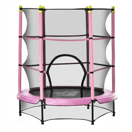 HOMCOM - Trampoline de Jardin Enfants - Acier - 140x140x160cm - Rose ROSE 1 - vertbaudet enfant 