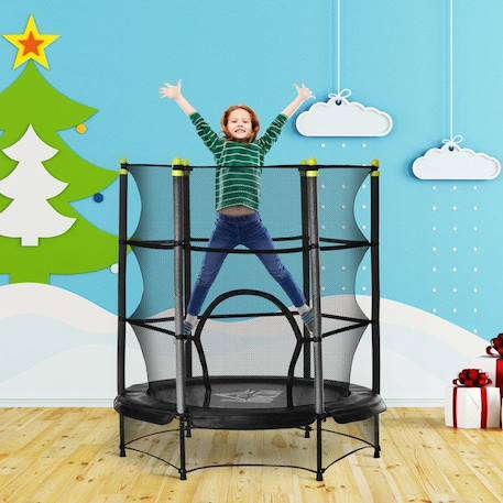 HOMCOM - Trampoline de Jardin Enfants - Acier - 140x140x160cm - Noir NOIR 2 - vertbaudet enfant 