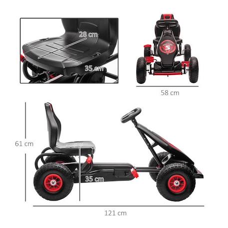 Kart à pédales enfant Go kart Formule 1 Racing Super Power 5 aileron avant pneus gonflables caoutchouc noir rouge ROUGE 3 - vertbaudet enfant 