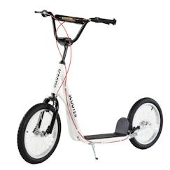 Jouet-Trottinette patinette pour enfants à partir de 5 ans grands pneus guidon réglable poignée frein et béquille acier blanc