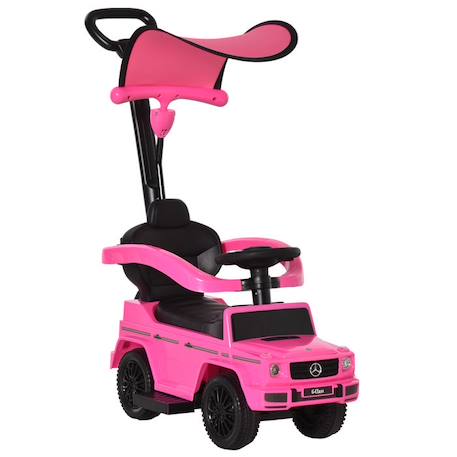 Porteur Enfants HOMCOM Voiture Enfant Multi-équipée 12-36 Mois klaxon Marche-Pieds, Garde-Corps et ombrelle Rose ROSE 1 - vertbaudet enfant 