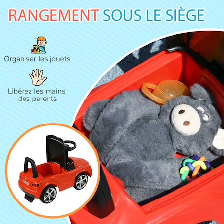 Porteur trotteur enfants - AIYAPLAY - voiture licence Bentley Bentayga 18-36 mois coffre - klaxon - 67 x 29 x 39 cm rouge ROUGE 6 - vertbaudet enfant 