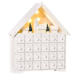 Jouet-Activités artistiques et musicales-Calendrier de l'Avent LED - 5 lumières blanc chaud - 24 tiroirs - décoration lumineuse de Noël - blanc