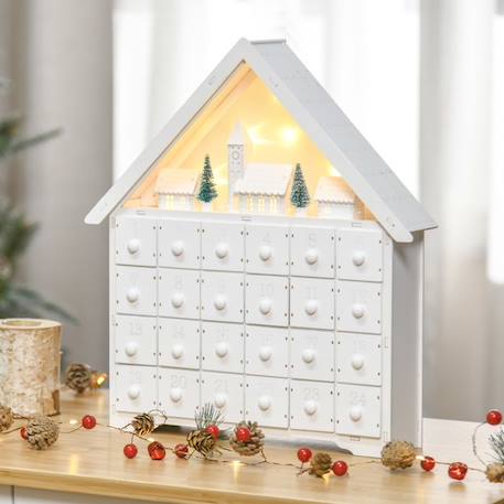 Calendrier de l'Avent LED - 5 lumières blanc chaud - 24 tiroirs - décoration lumineuse de Noël - blanc BLANC 2 - vertbaudet enfant 