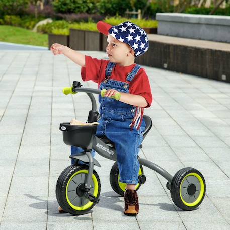 Tricycle enfants AIYAPLAY avec sonnette et panier - selle réglable avec dossier - pour enfant de 2 à 5 ans noir NOIR 2 - vertbaudet enfant 