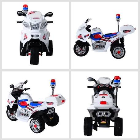 Moto scooter électrique pour enfants modèle policier fonctions sirène et gyrophare à partir de 3 ans BLANC 4 - vertbaudet enfant 